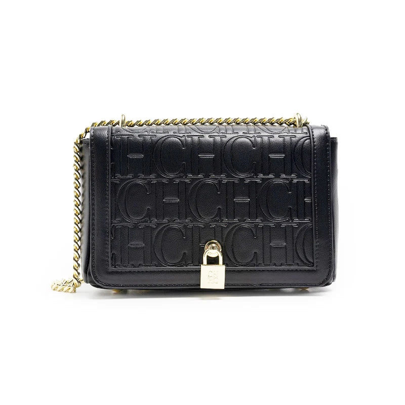 CH Metal Lock Design Solid Color Brand Letter Print Women's Chain Bag Women's Versatile Commuter Fashion Flap Crossbody Bag