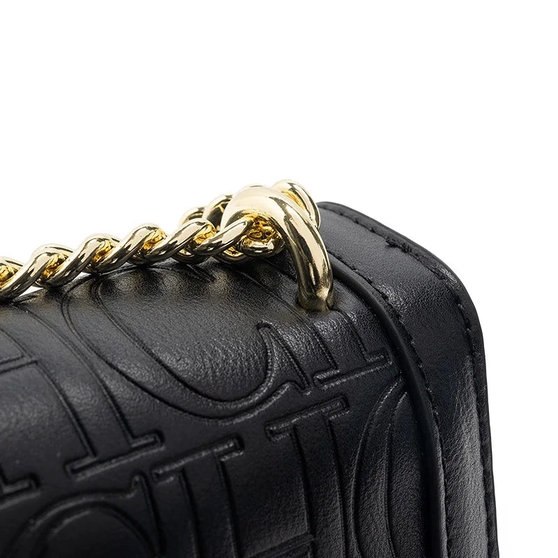 CH Metal Lock Design Solid Color Brand Letter Print Women's Chain Bag Women's Versatile Commuter Fashion Flap Crossbody Bag