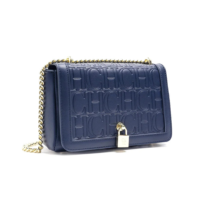 CH Metal Lock Design Solid Color Brand Letter Print Women's Chain Bag Women's Versatile Commuter Fashion Flap Crossbody Bag