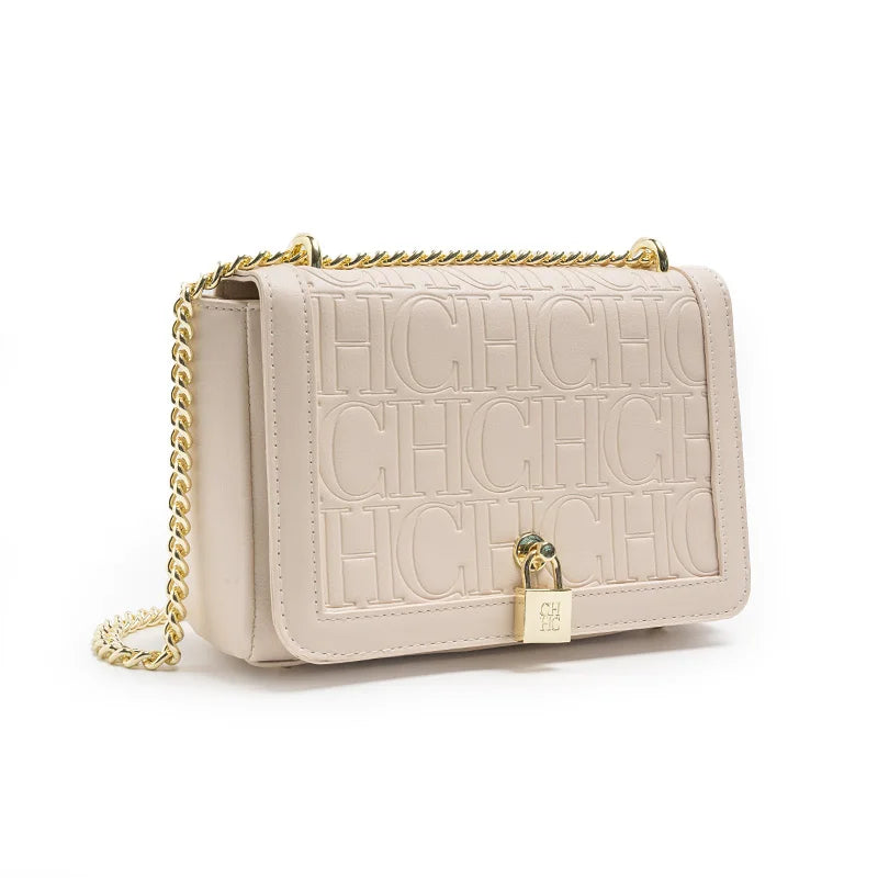 CH Metal Lock Design Solid Color Brand Letter Print Women's Chain Bag Women's Versatile Commuter Fashion Flap Crossbody Bag