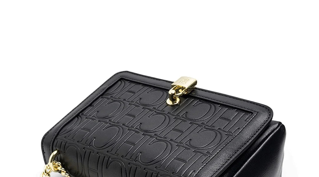 CH Metal Lock Design Solid Color Brand Letter Print Women's Chain Bag Women's Versatile Commuter Fashion Flap Crossbody Bag