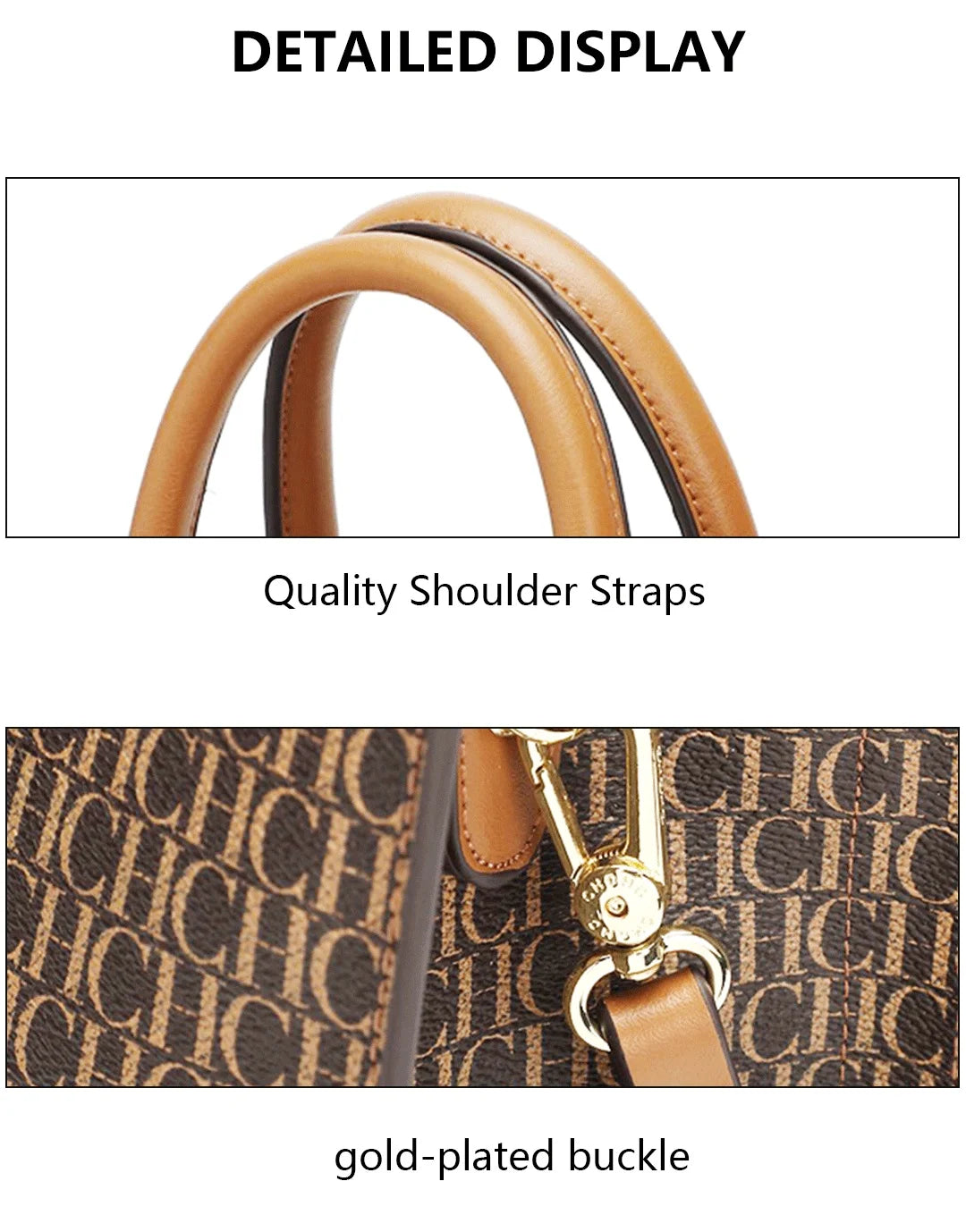 CH High Quality Hardware Tote Bag with Pendant Minimalist Style Letter Print Large Capacity Women's Commuter Shoulder Bag