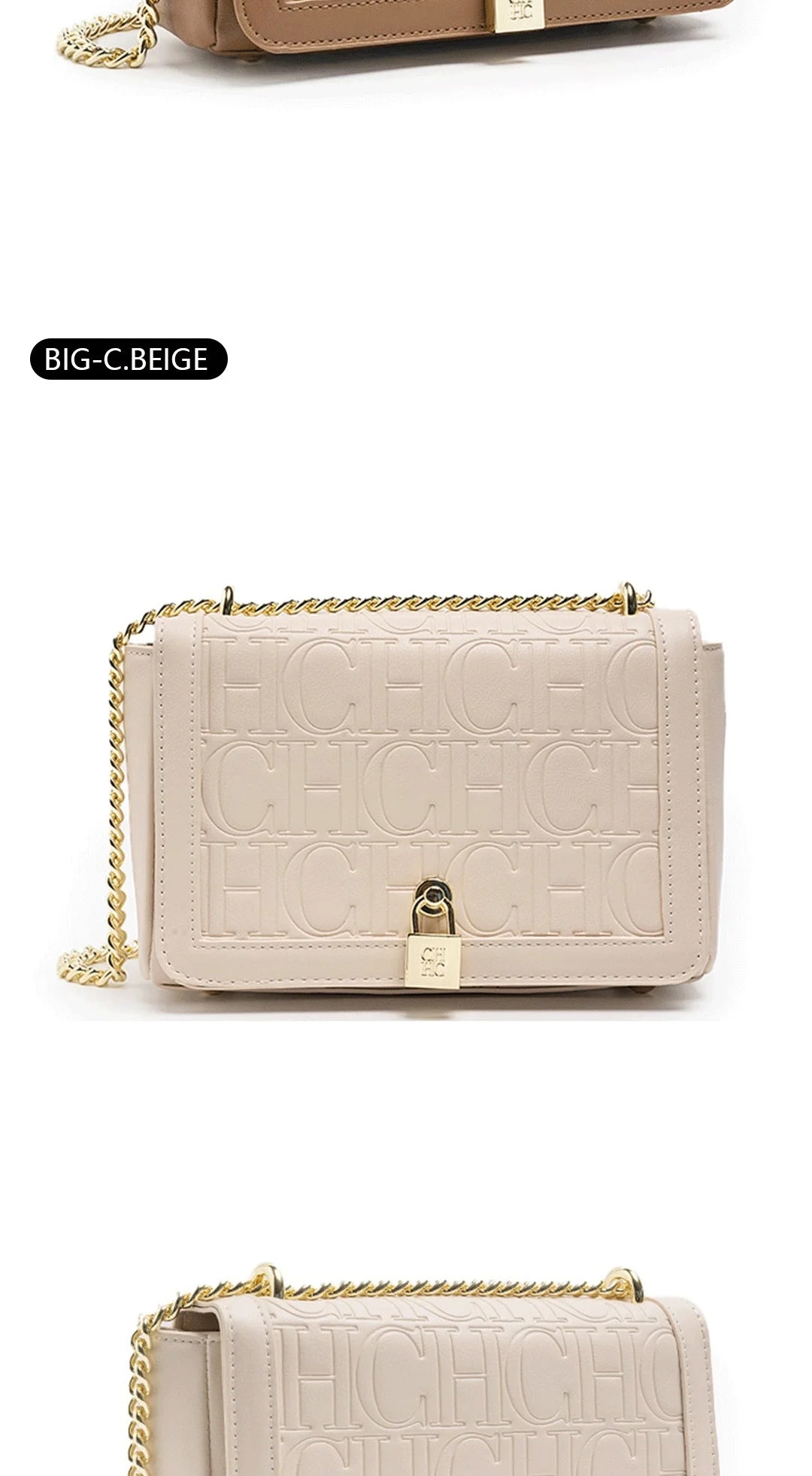 CH Metal Lock Design Solid Color Brand Letter Print Women's Chain Bag Women's Versatile Commuter Fashion Flap Crossbody Bag