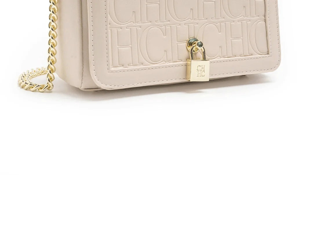 CH Metal Lock Design Solid Color Brand Letter Print Women's Chain Bag Women's Versatile Commuter Fashion Flap Crossbody Bag