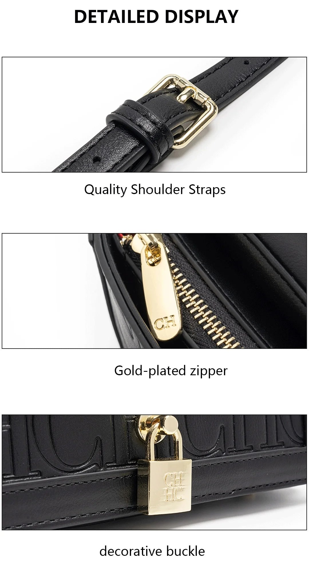 CH Metal Lock Design Solid Color Brand Letter Print Women's Chain Bag Women's Versatile Commuter Fashion Flap Crossbody Bag