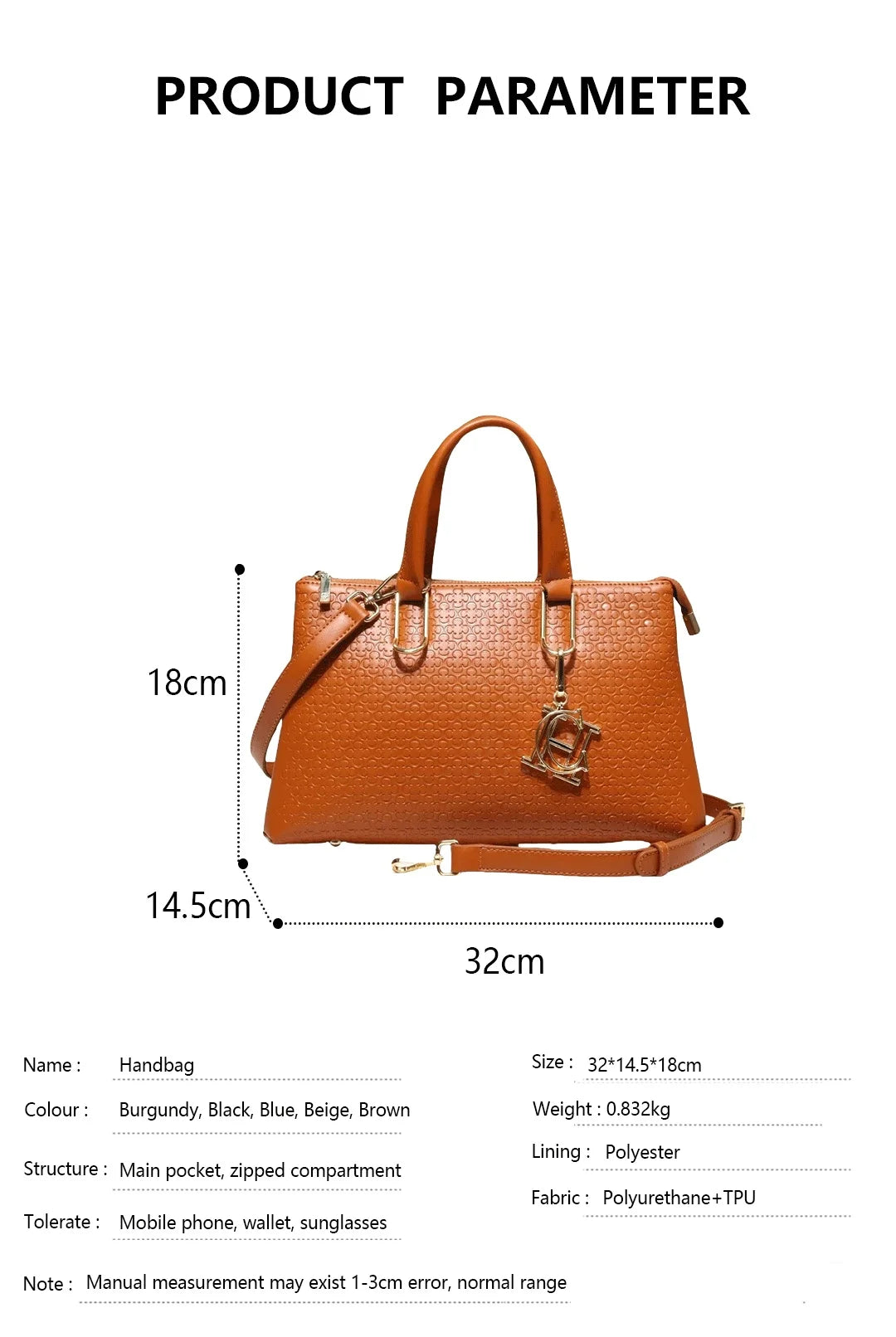 Exquisite High-quality Women's Handbag Fashionable Solid Color Simple Daily Commuting Style Letter Printed Design Shoulder Bag