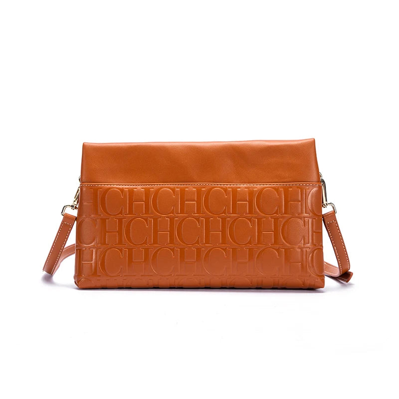 CH Women's Crossbody Bag Pure Colour Letter Print Design High Fashion Ladies Shoulder Bag Daily Commuter Versatile Small Square