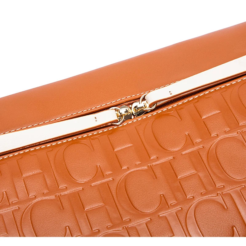 CH Women's Crossbody Bag Pure Colour Letter Print Design High Fashion Ladies Shoulder Bag Daily Commuter Versatile Small Square