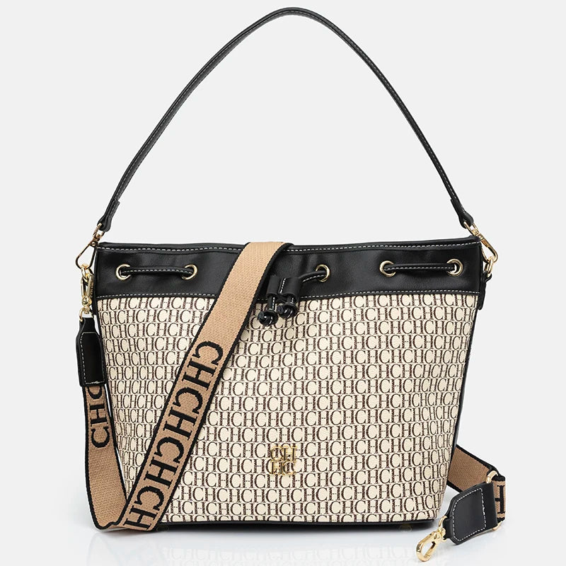 CH Detachable Shoulder Strap Brand Print Classic Drawstring Design Stylish Tote Bag 2025 New Women's Shoulder Bag