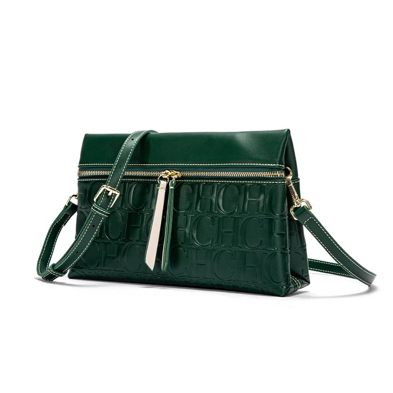CH Women's Crossbody Bag Pure Colour Letter Print Design High Fashion Ladies Shoulder Bag Daily Commuter Versatile Small Square