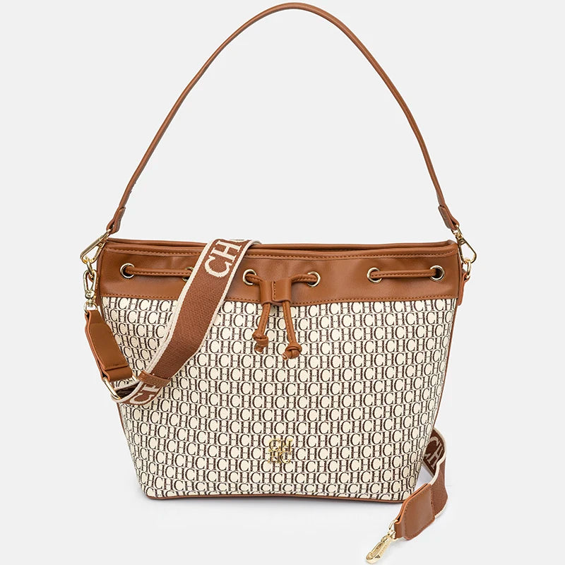 CH Detachable Shoulder Strap Brand Print Classic Drawstring Design Stylish Tote Bag 2025 New Women's Shoulder Bag