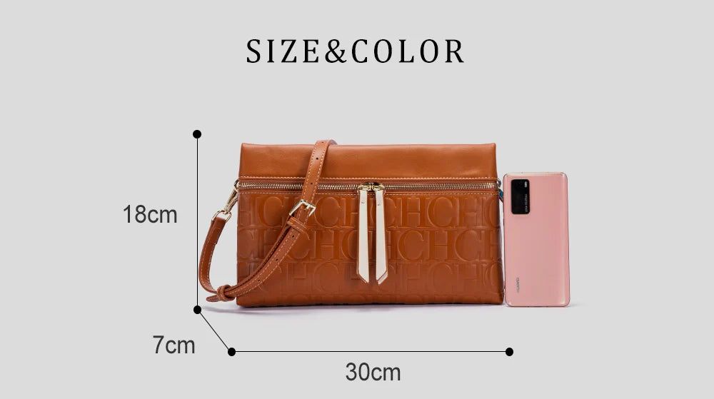 CH Women's Crossbody Bag Pure Colour Letter Print Design High Fashion Ladies Shoulder Bag Daily Commuter Versatile Small Square