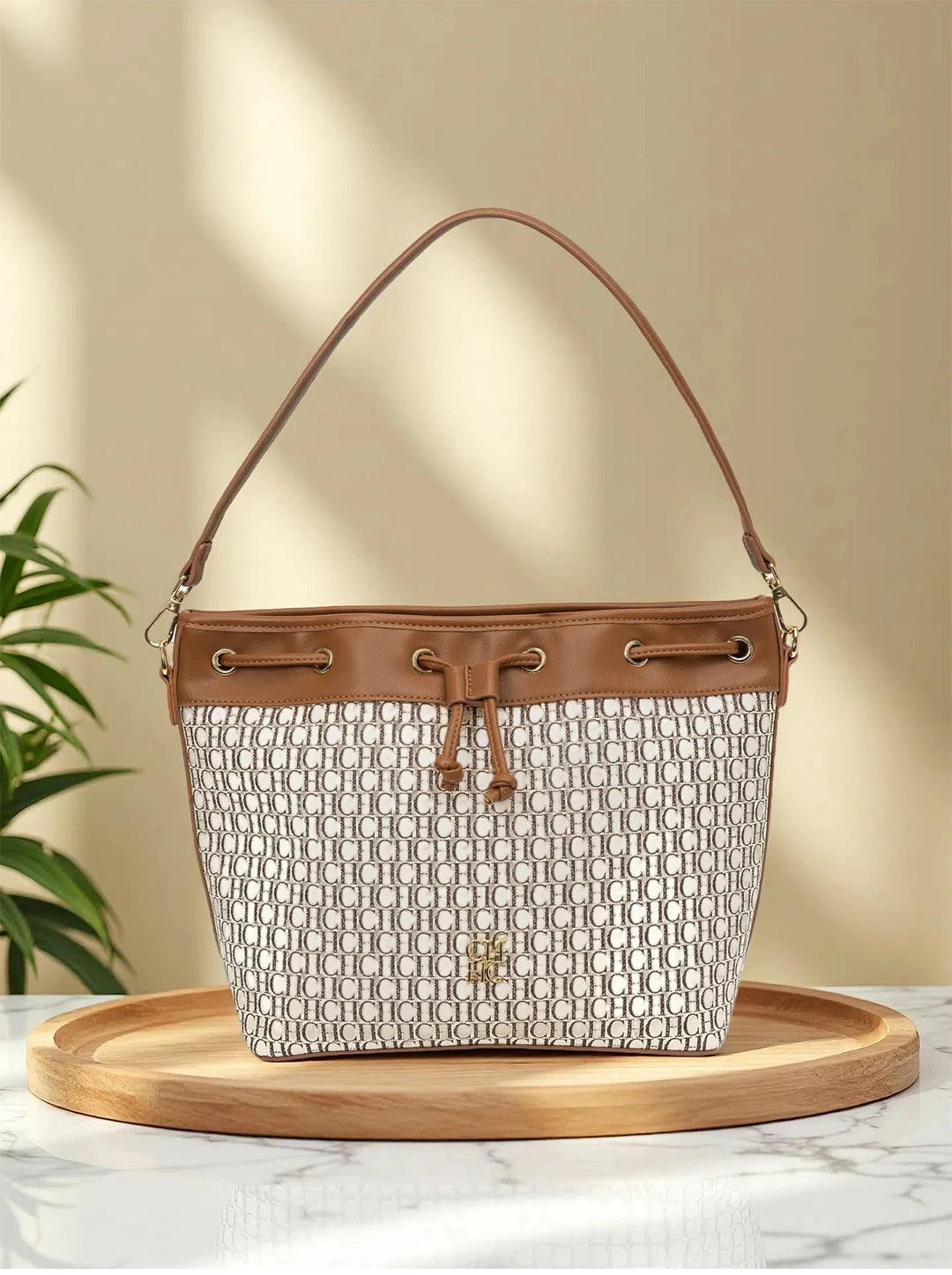 CH Detachable Shoulder Strap Brand Print Classic Drawstring Design Stylish Tote Bag 2025 New Women's Shoulder Bag