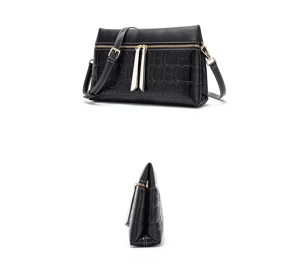 CH Women's Crossbody Bag Pure Colour Letter Print Design High Fashion Ladies Shoulder Bag Daily Commuter Versatile Small Square