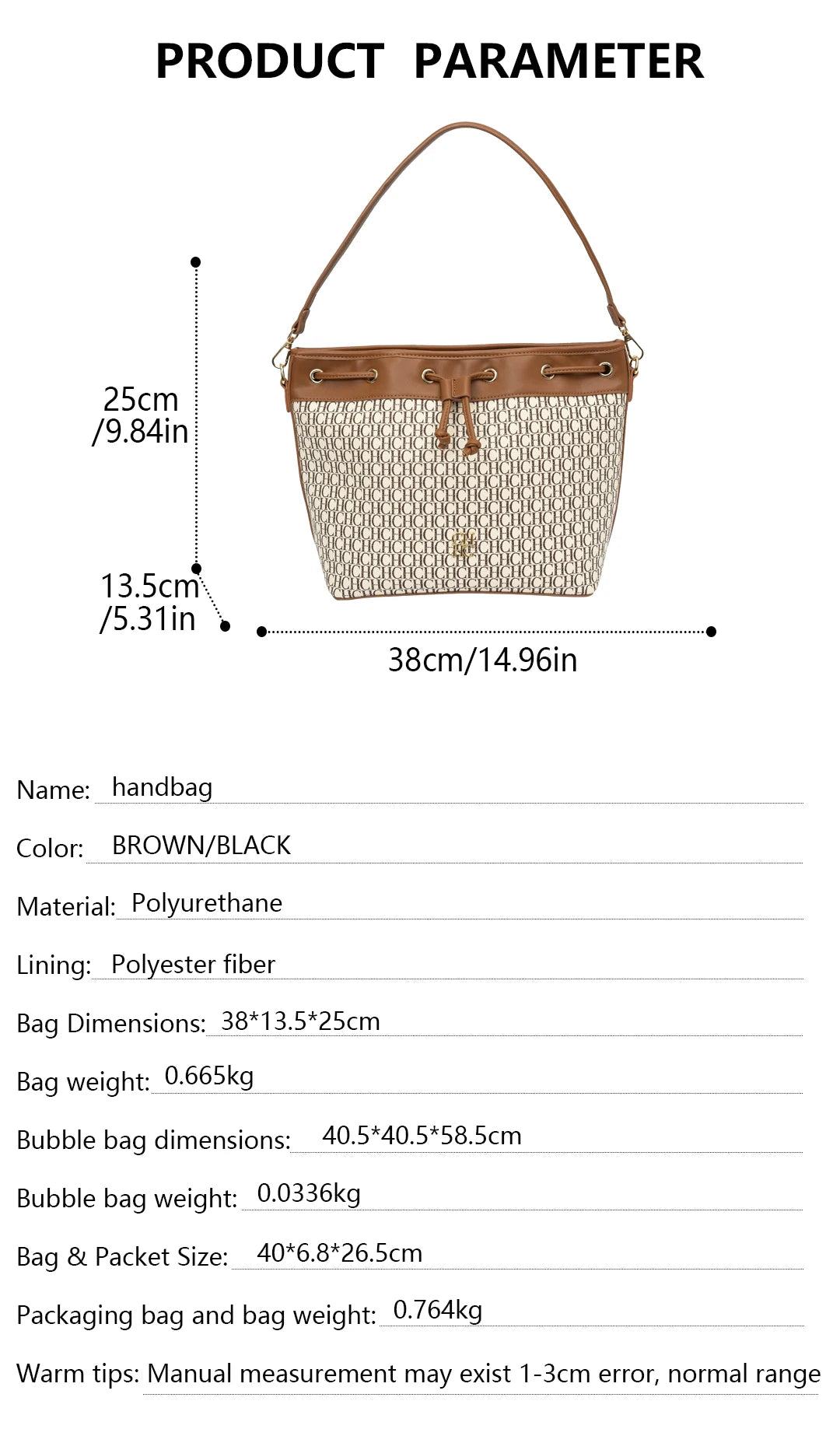 CH Detachable Shoulder Strap Brand Print Classic Drawstring Design Stylish Tote Bag 2025 New Women's Shoulder Bag