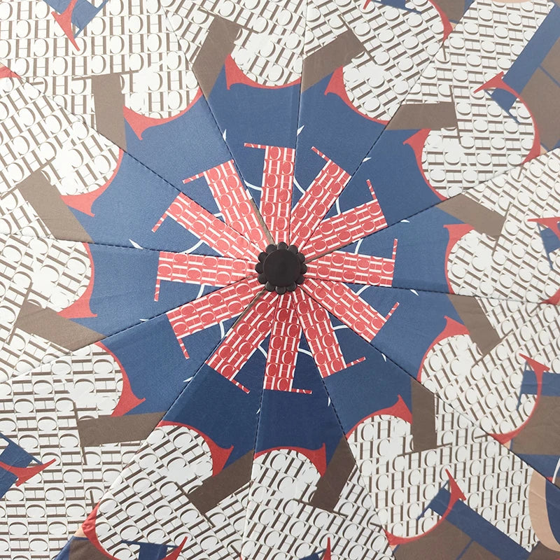 Printed Creative Letter Design Windproof Automatic Commuter Folding Umbrella Straight Handle Multifunctional Umbrella