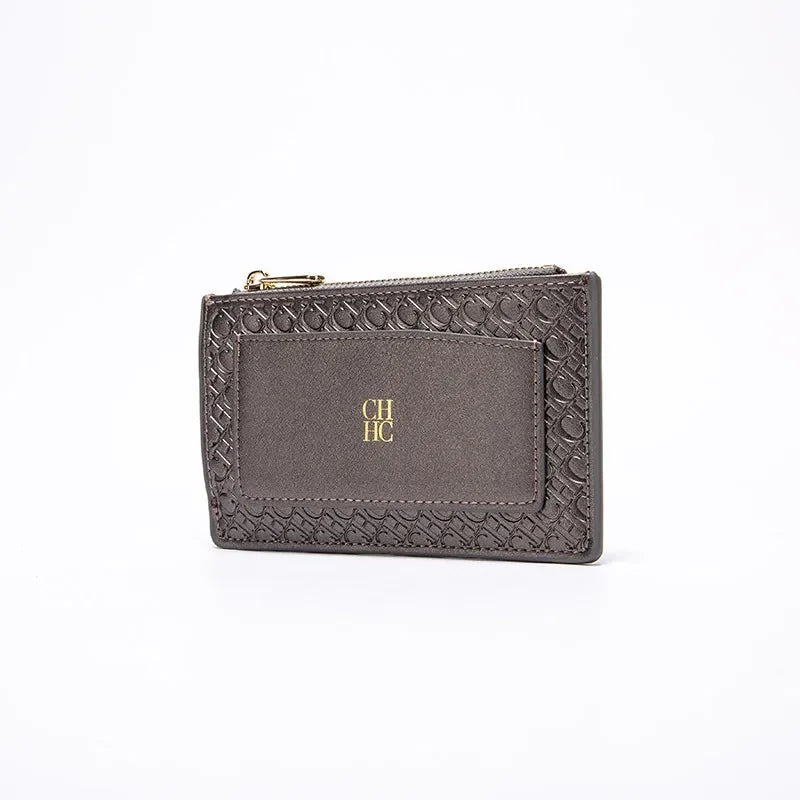 CH Women's Leather Bag Card High Quality Metal Zipper Fashion Women's Bag Button Folding Women's Wallet Retro Temperament