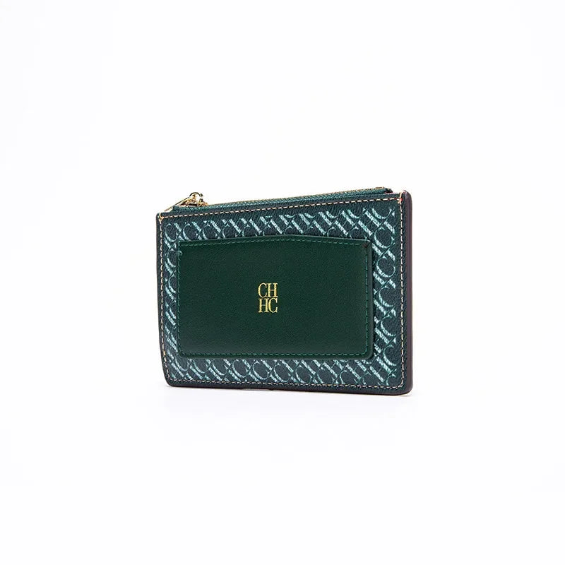 CH Women's Leather Bag Card High Quality Metal Zipper Fashion Women's Bag Button Folding Women's Wallet Retro Temperament