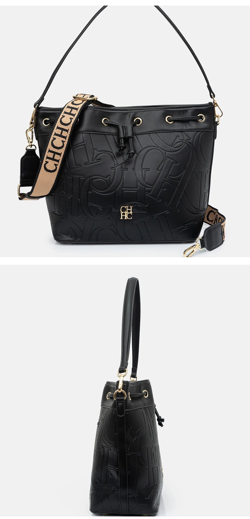 CH Detachable Shoulder Strap Brand Print Classic Drawstring Design Stylish Tote Bag 2025 New Women's Shoulder Bag