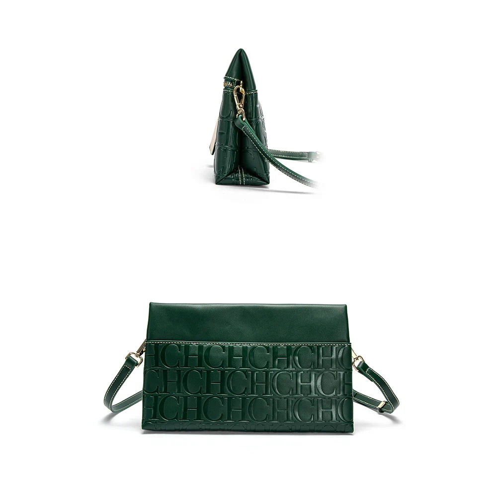 CH Women's Crossbody Bag Pure Colour Letter Print Design High Fashion Ladies Shoulder Bag Daily Commuter Versatile Small Square