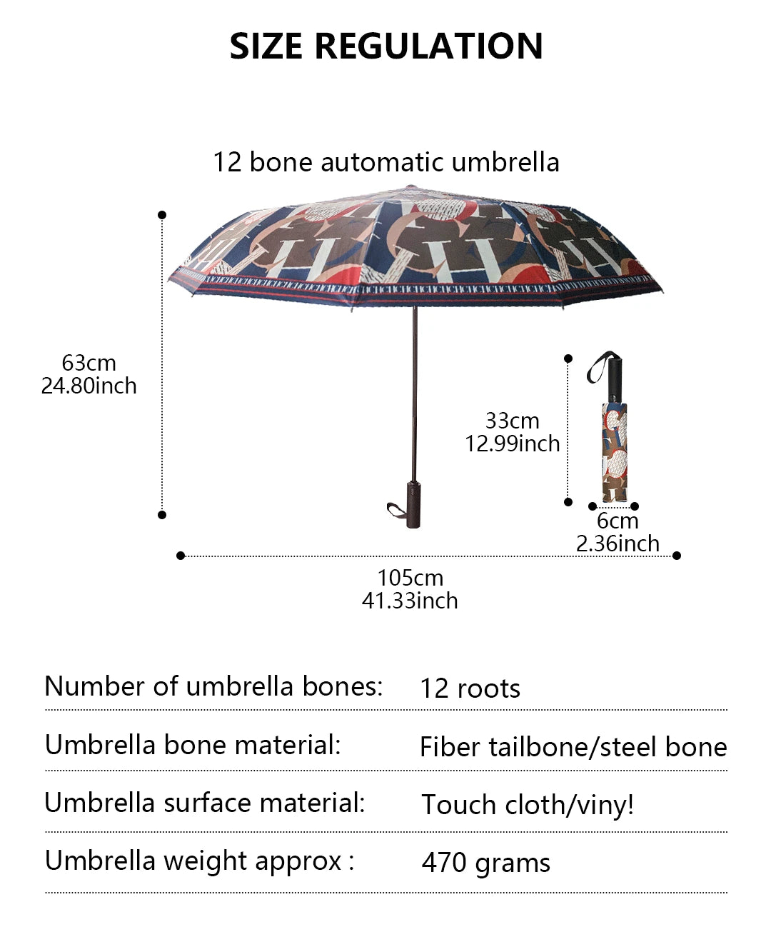 Printed Creative Letter Design Windproof Automatic Commuter Folding Umbrella Straight Handle Multifunctional Umbrella
