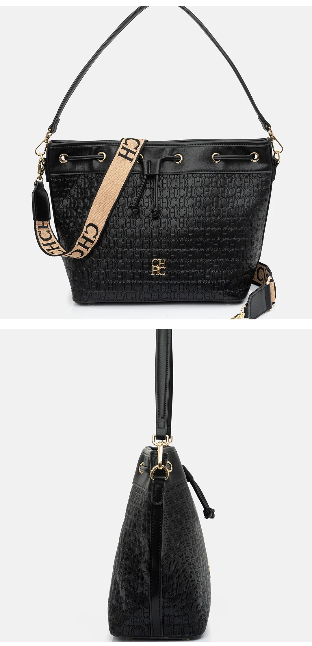 CH Detachable Shoulder Strap Brand Print Classic Drawstring Design Stylish Tote Bag 2025 New Women's Shoulder Bag