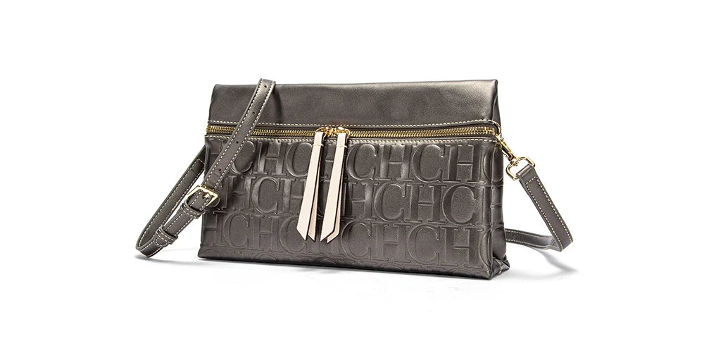 CH Women's Crossbody Bag Pure Colour Letter Print Design High Fashion Ladies Shoulder Bag Daily Commuter Versatile Small Square