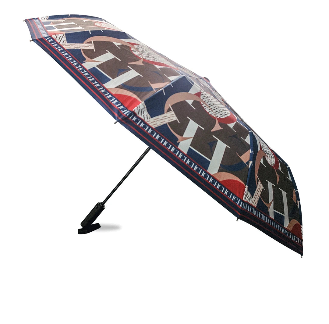 Printed Creative Letter Design Windproof Automatic Commuter Folding Umbrella Straight Handle Multifunctional Umbrella