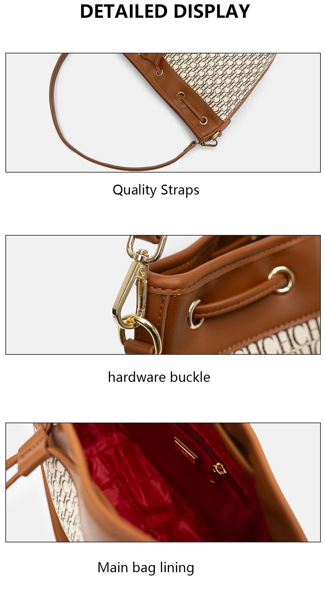 CH Detachable Shoulder Strap Brand Print Classic Drawstring Design Stylish Tote Bag 2025 New Women's Shoulder Bag