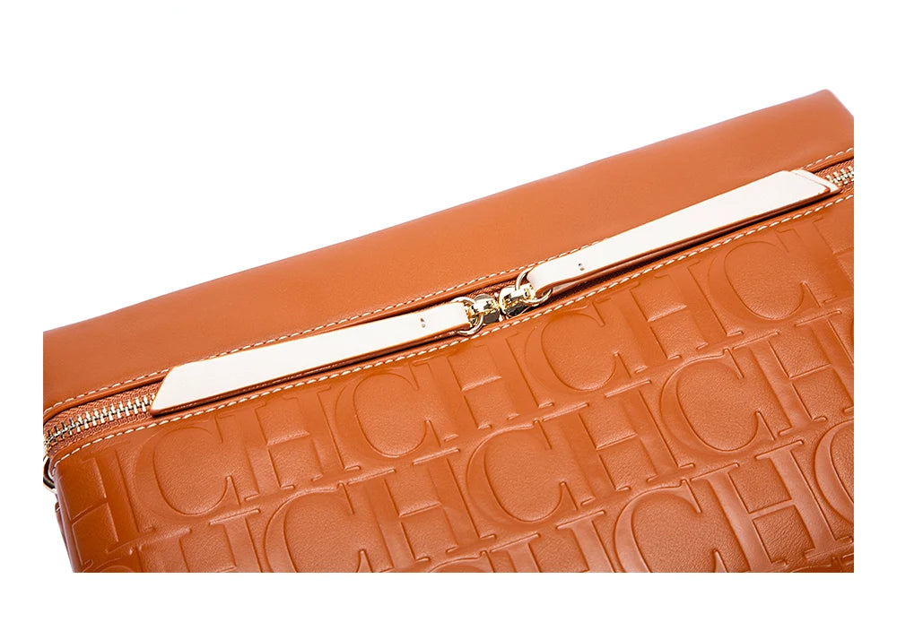 CH Women's Crossbody Bag Pure Colour Letter Print Design High Fashion Ladies Shoulder Bag Daily Commuter Versatile Small Square
