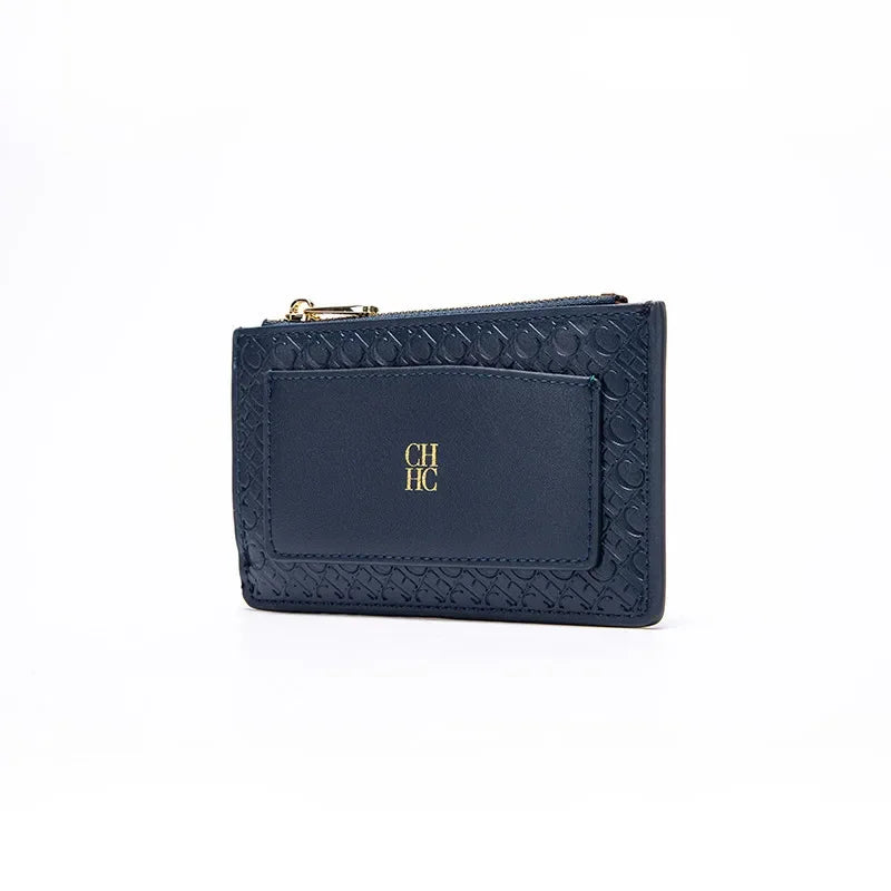 CH Women's Leather Bag Card High Quality Metal Zipper Fashion Women's Bag Button Folding Women's Wallet Retro Temperament