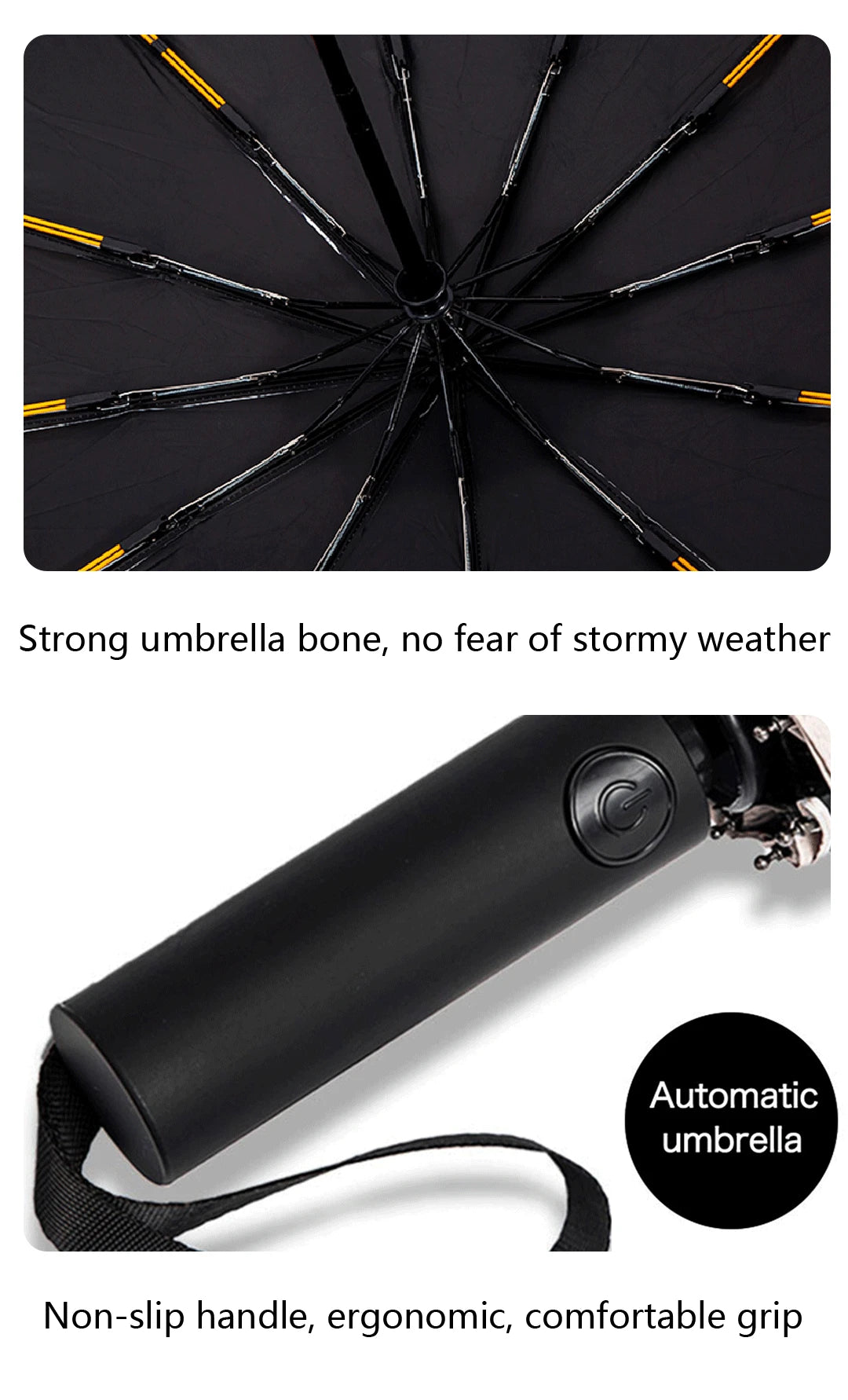 Printed Creative Letter Design Windproof Automatic Commuter Folding Umbrella Straight Handle Multifunctional Umbrella