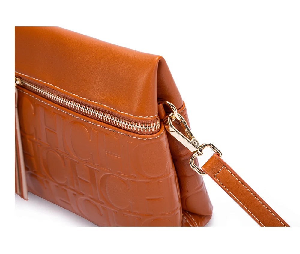 CH Women's Crossbody Bag Pure Colour Letter Print Design High Fashion Ladies Shoulder Bag Daily Commuter Versatile Small Square