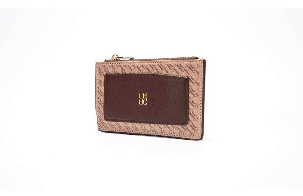 CH Women's Leather Bag Card High Quality Metal Zipper Fashion Women's Bag Button Folding Women's Wallet Retro Temperament