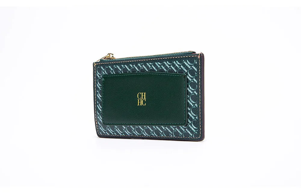 CH Women's Leather Bag Card High Quality Metal Zipper Fashion Women's Bag Button Folding Women's Wallet Retro Temperament