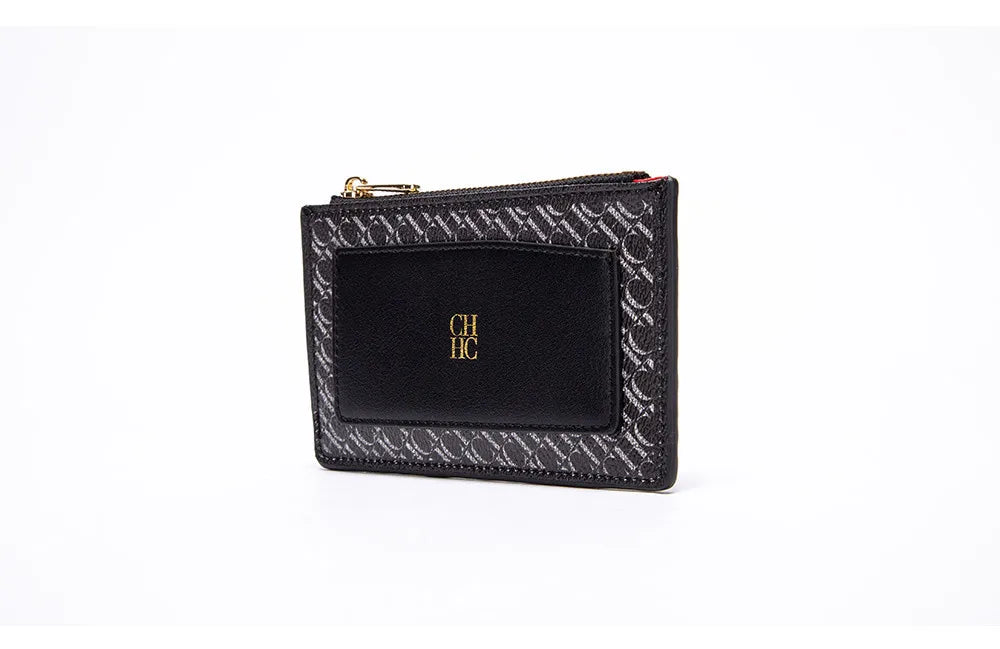 CH Women's Leather Bag Card High Quality Metal Zipper Fashion Women's Bag Button Folding Women's Wallet Retro Temperament