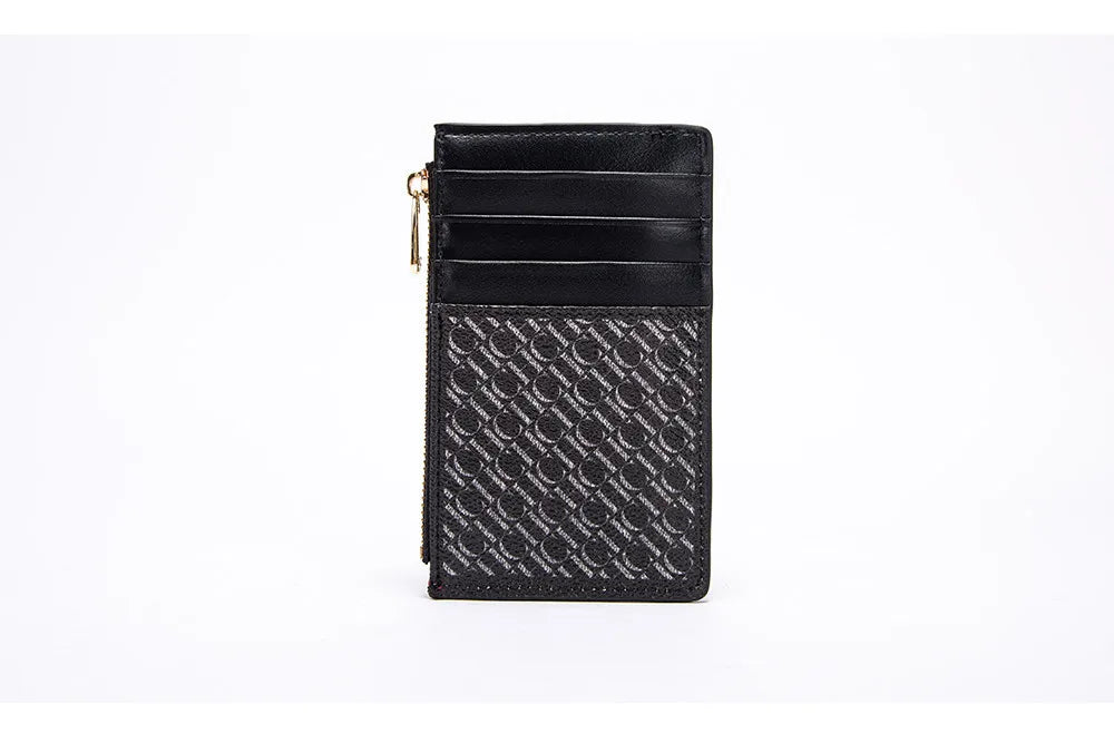 CH Women's Leather Bag Card High Quality Metal Zipper Fashion Women's Bag Button Folding Women's Wallet Retro Temperament