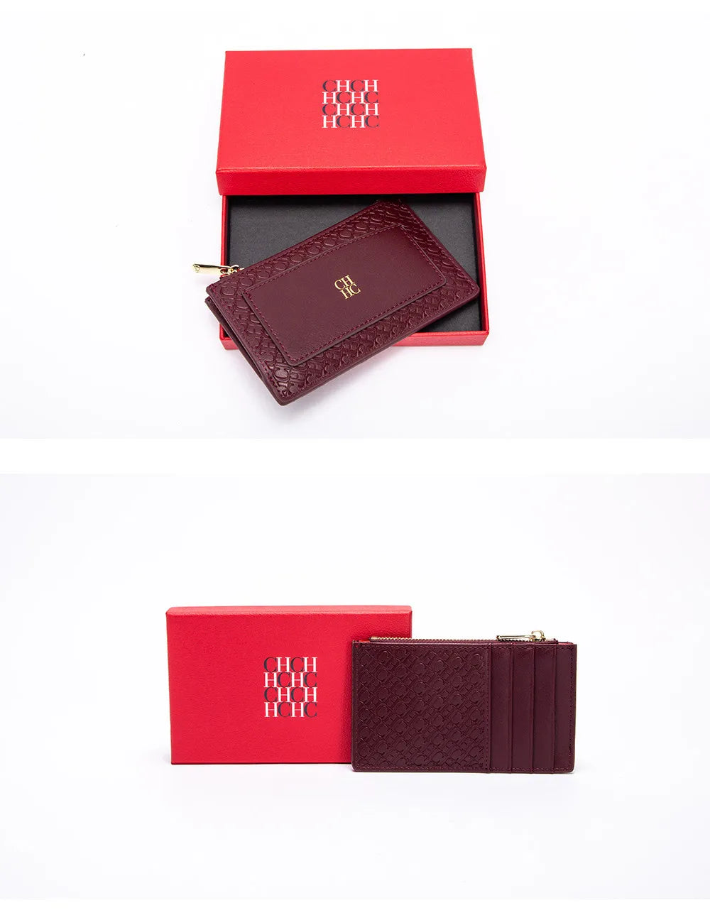 CH Women's Leather Bag Card High Quality Metal Zipper Fashion Women's Bag Button Folding Women's Wallet Retro Temperament
