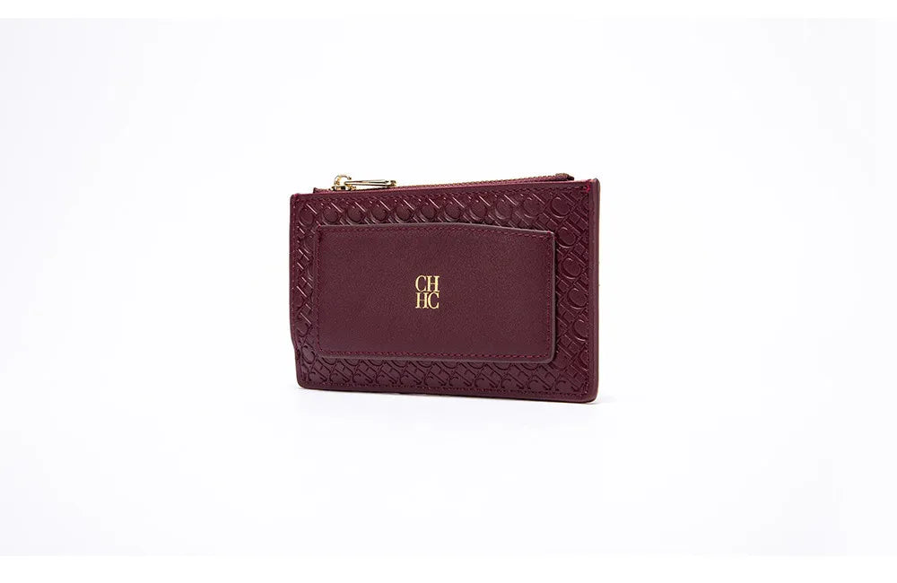 CH Women's Leather Bag Card High Quality Metal Zipper Fashion Women's Bag Button Folding Women's Wallet Retro Temperament