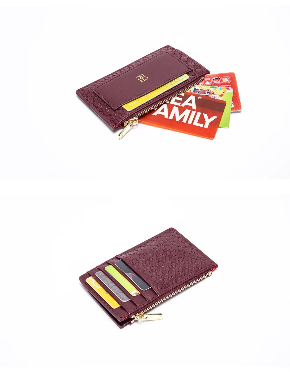CH Women's Leather Bag Card High Quality Metal Zipper Fashion Women's Bag Button Folding Women's Wallet Retro Temperament