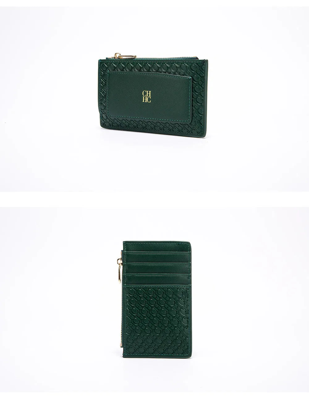 CH Women's Leather Bag Card High Quality Metal Zipper Fashion Women's Bag Button Folding Women's Wallet Retro Temperament