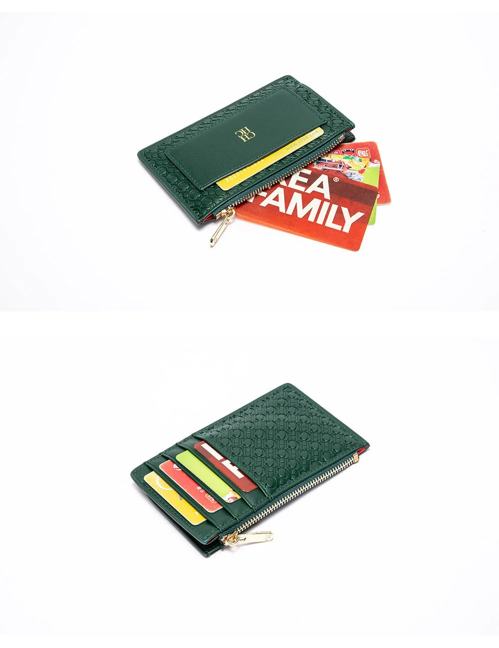 CH Women's Leather Bag Card High Quality Metal Zipper Fashion Women's Bag Button Folding Women's Wallet Retro Temperament