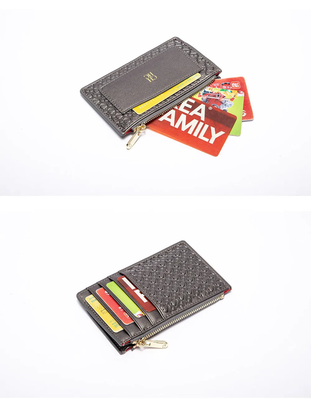 CH Women's Leather Bag Card High Quality Metal Zipper Fashion Women's Bag Button Folding Women's Wallet Retro Temperament