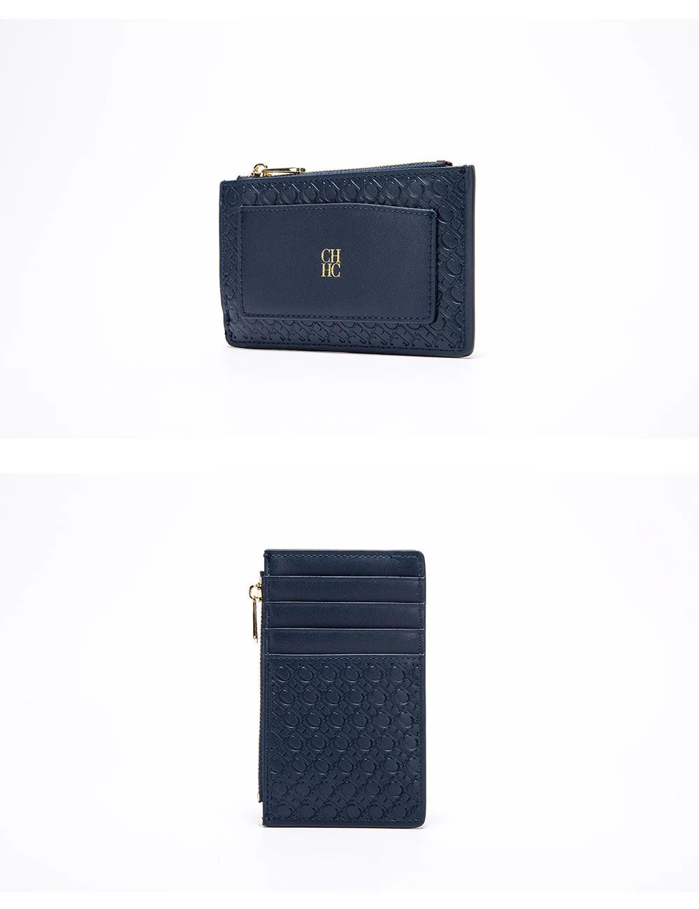 CH Women's Leather Bag Card High Quality Metal Zipper Fashion Women's Bag Button Folding Women's Wallet Retro Temperament