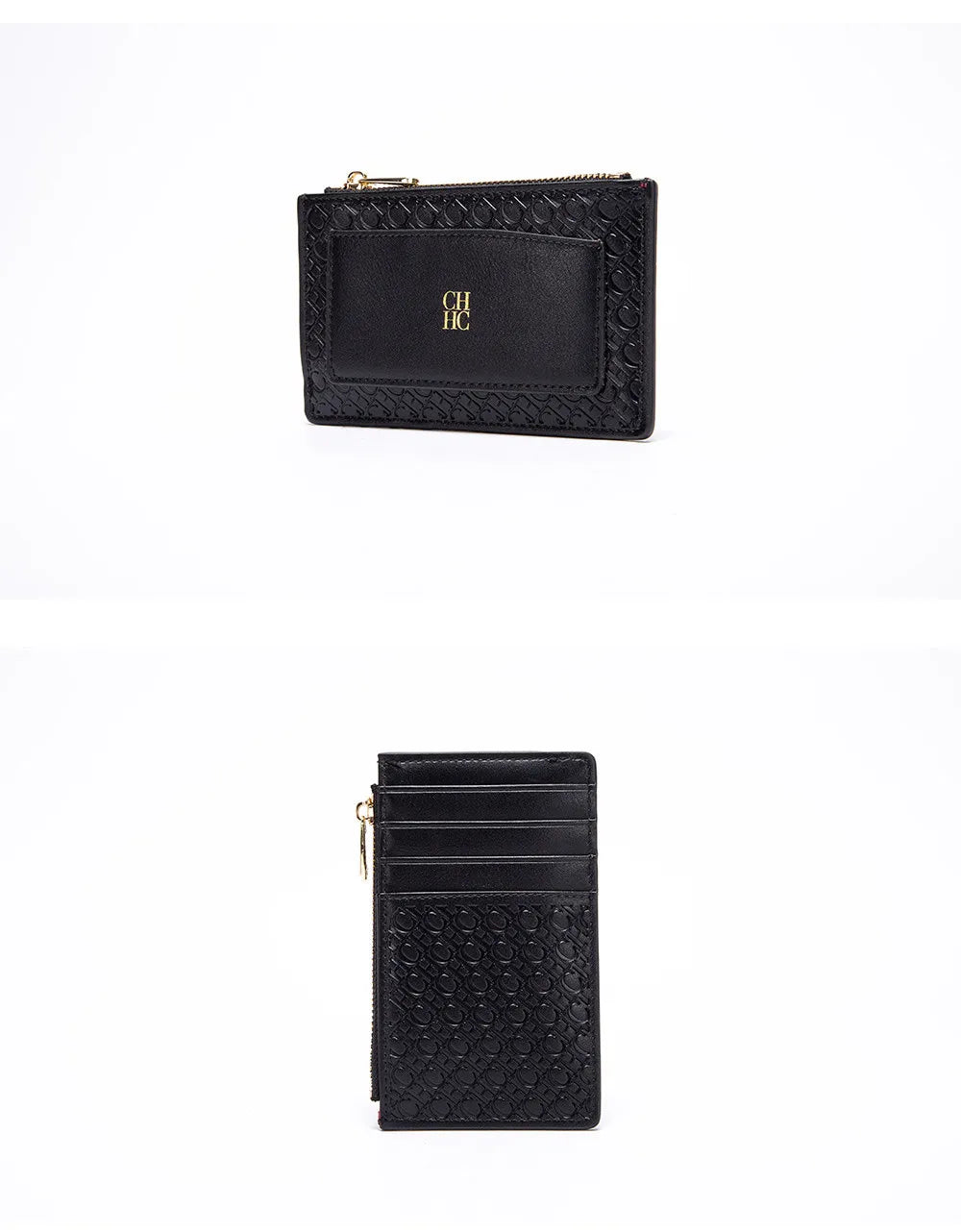 CH Women's Leather Bag Card High Quality Metal Zipper Fashion Women's Bag Button Folding Women's Wallet Retro Temperament