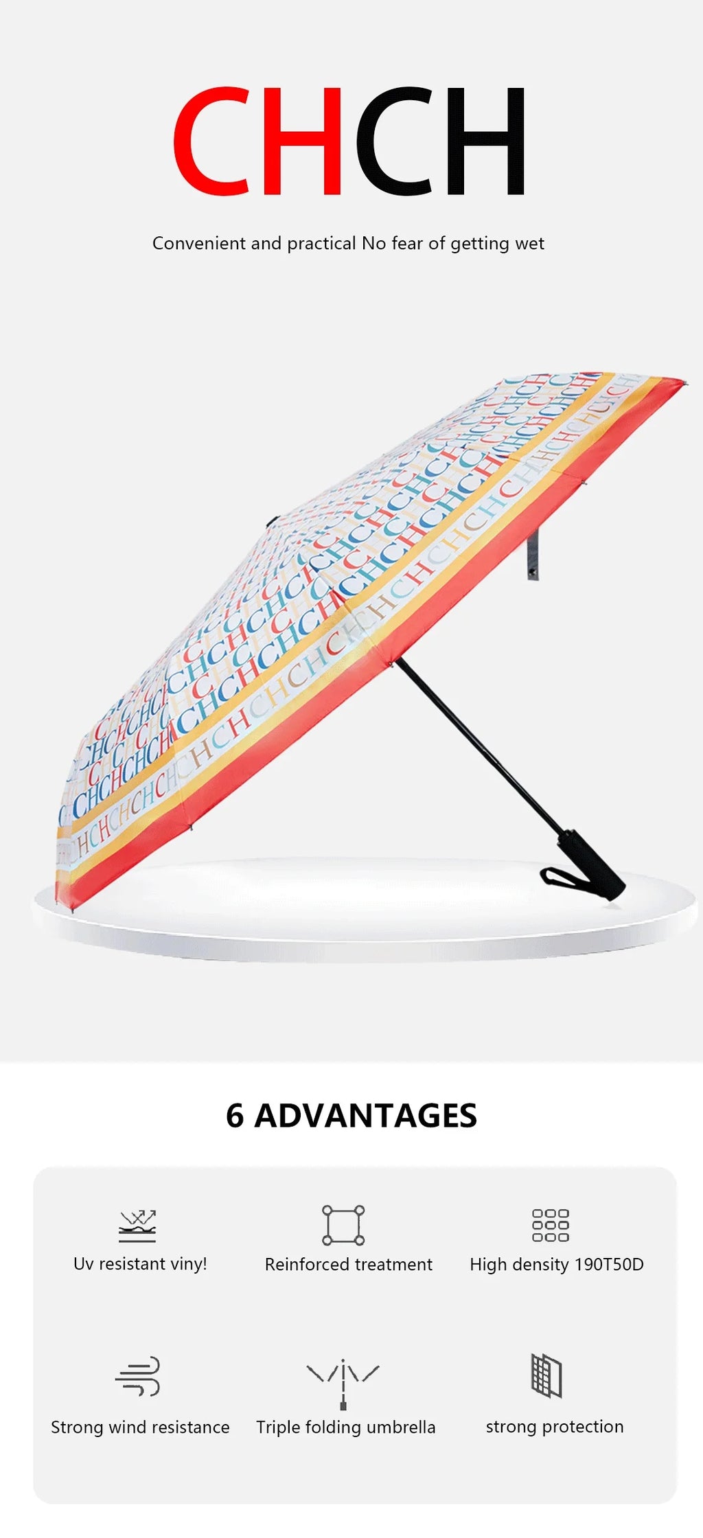 Multi Functional Exquisite Automatic Handle Colorful Practical Convenient for Going Out Durable Fashionable High-quality Printing Folding Umbrella