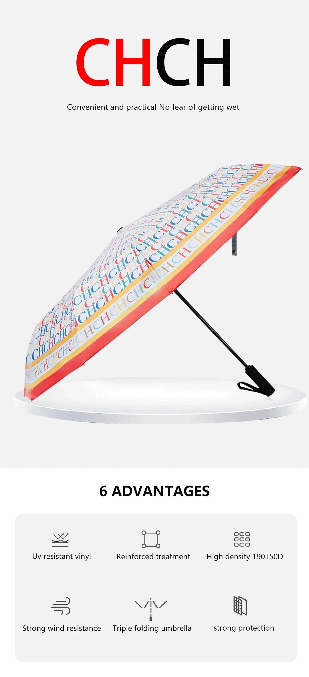 Multi Functional Exquisite Automatic Handle Colorful Practical Convenient for Going Out Durable Fashionable High-quality Printing Folding Umbrella