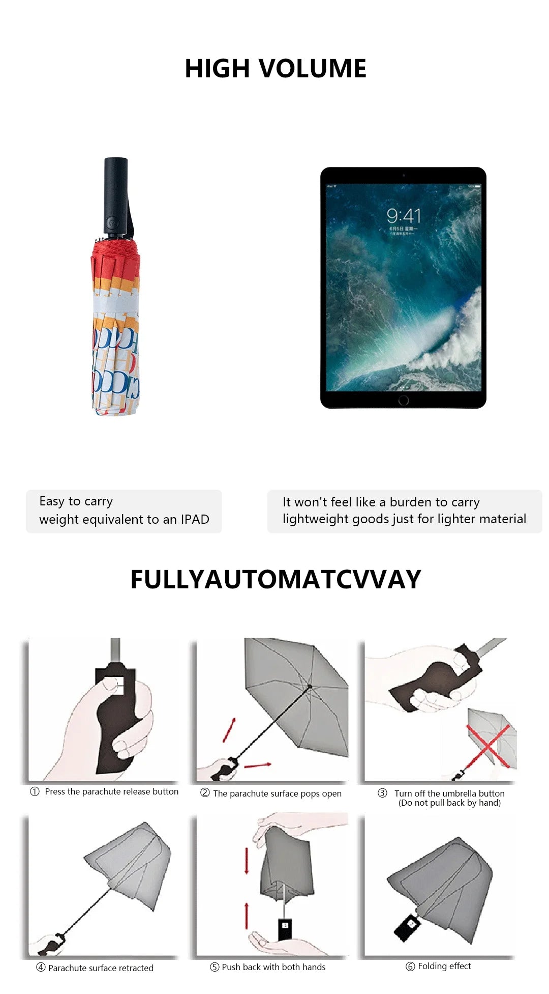 Multi Functional Exquisite Automatic Handle Colorful Practical Convenient for Going Out Durable Fashionable High-quality Printing Folding Umbrella