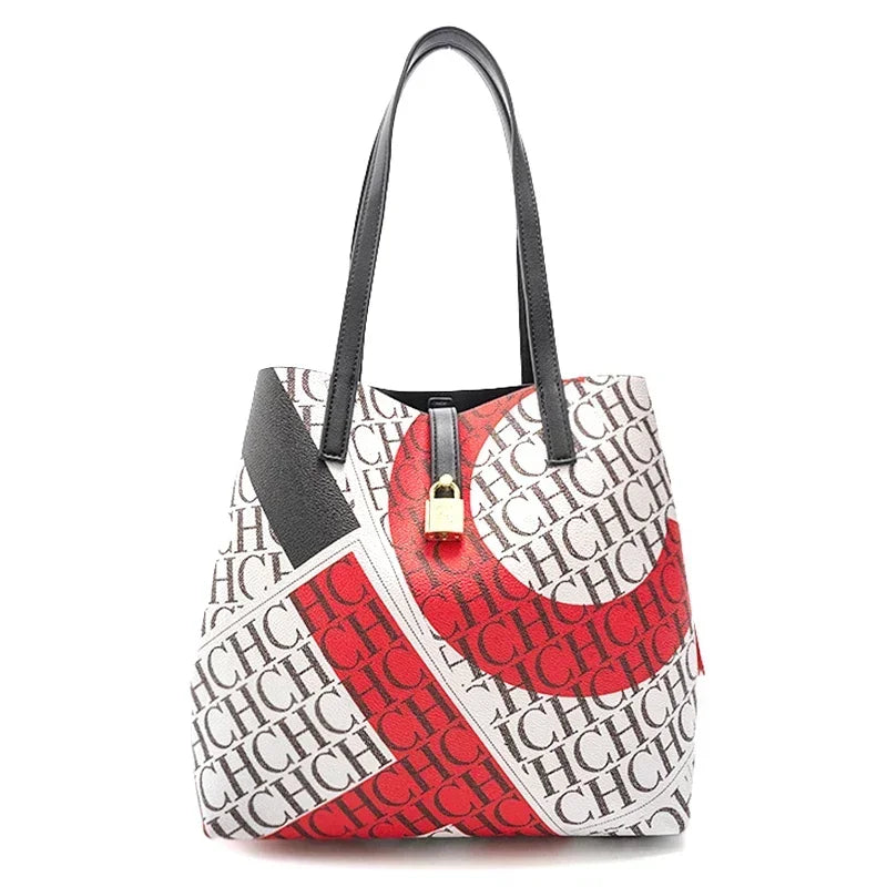 Exquisite Letter Pattern Design Large Capacity Simple Style Women's Handbag Portable Multifunctional Fashionable Crossbody Bag