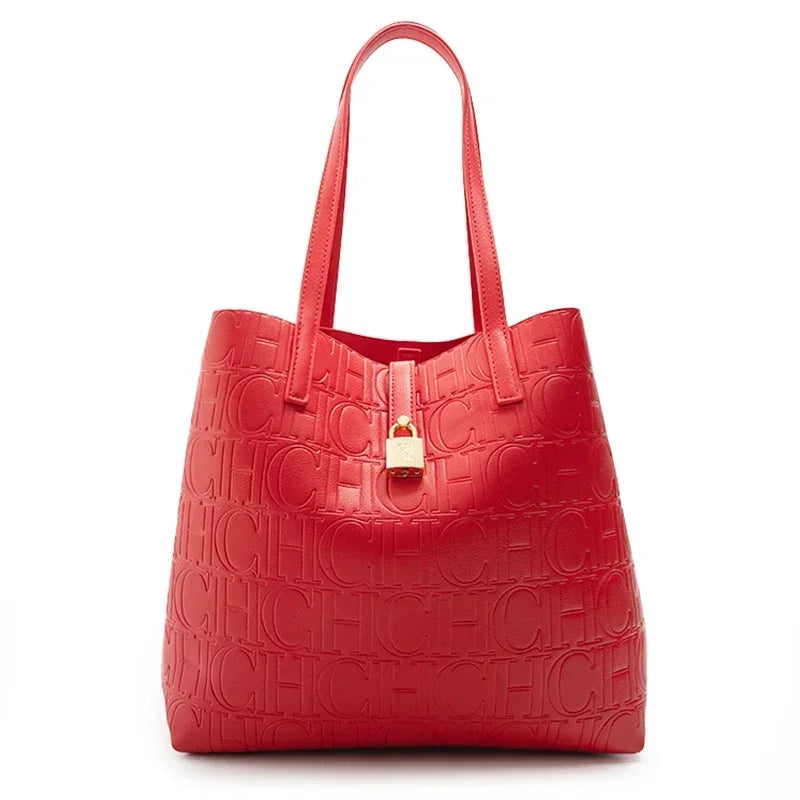 Exquisite Letter Pattern Design Large Capacity Simple Style Women's Handbag Portable Multifunctional Fashionable Crossbody Bag